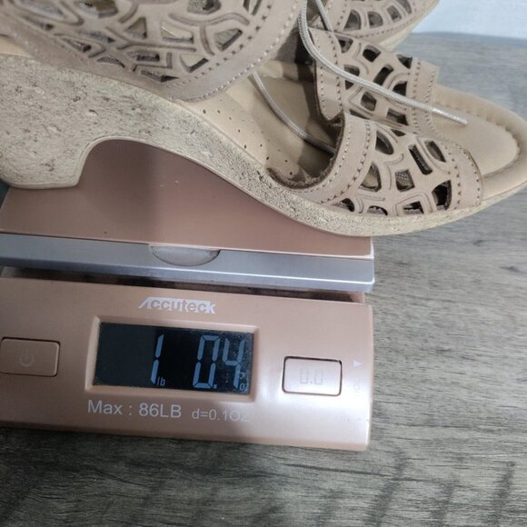 Spring Step Lamay Beige Leather Upper Open-toe Lace-up Wedge Size 40 US 10 - Picture 9 of 9